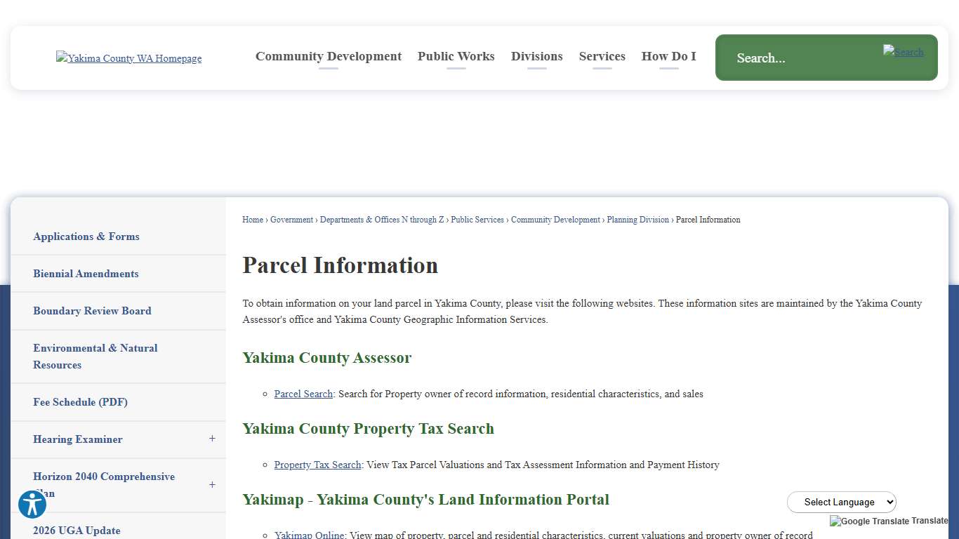 Parcel Information Yakima County, WA