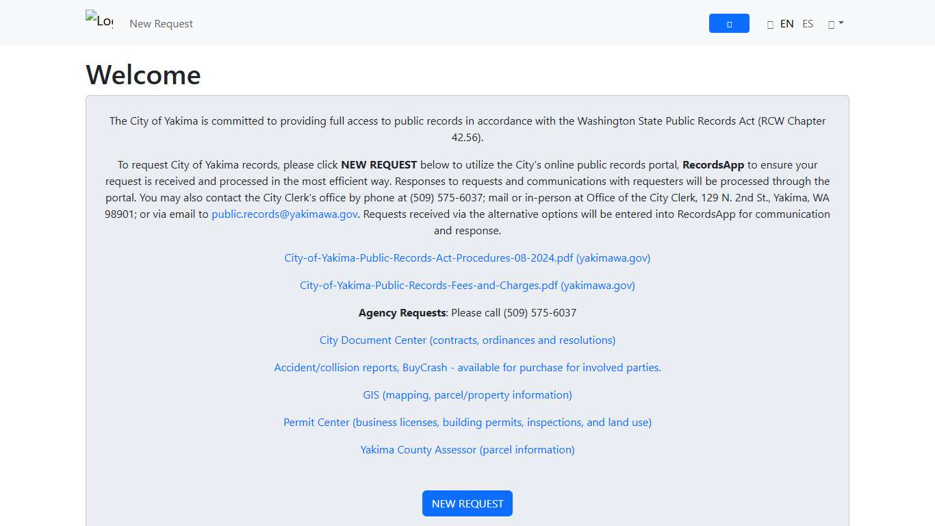 Welcome - City of Yakima RecordsApp